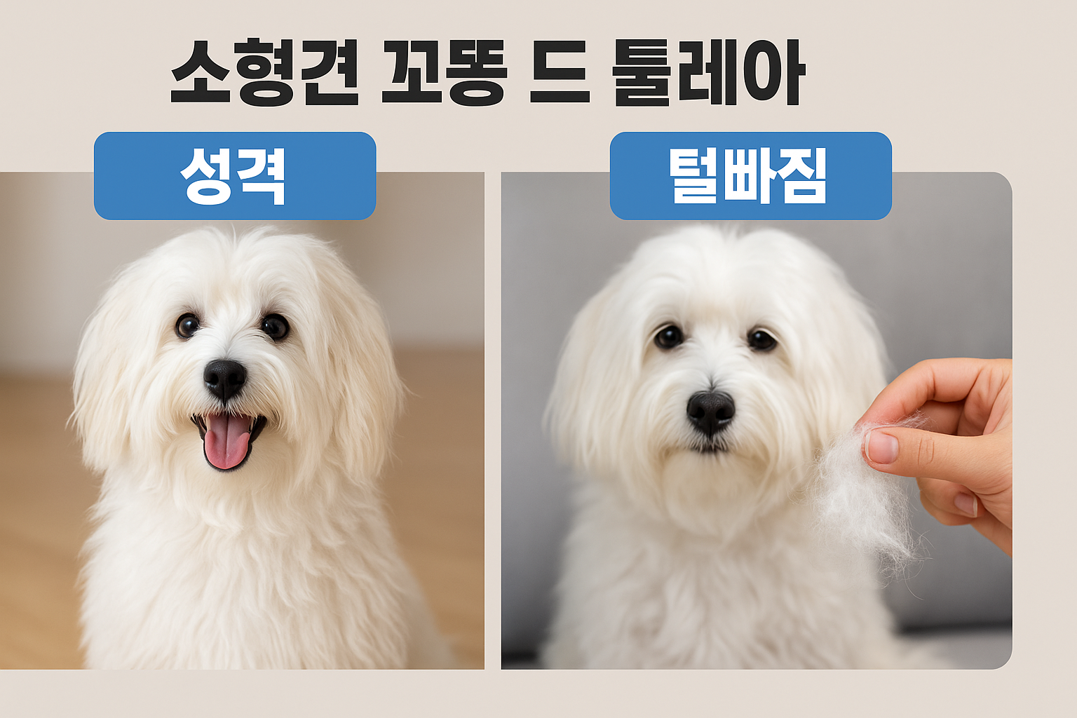 꼬똥 드 툴레아 vs 비숑프리제|성격·털 관리·비용까지 찐비교 후기