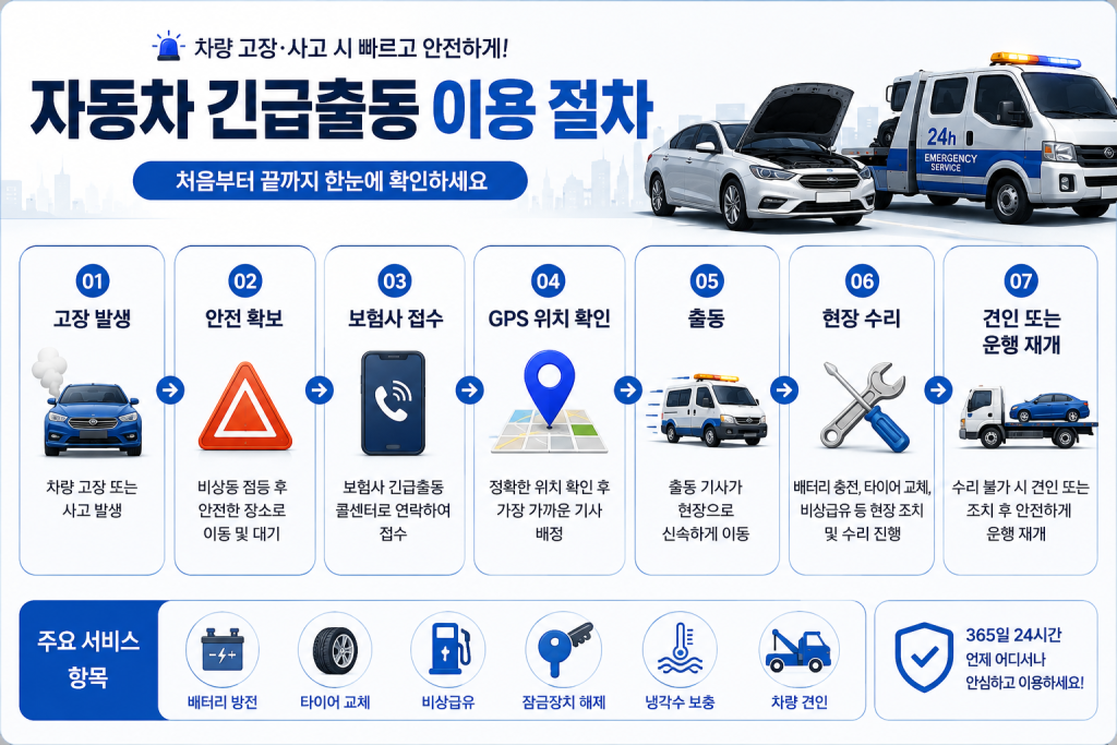 자동차 긴급출동 서비스 이용 방법