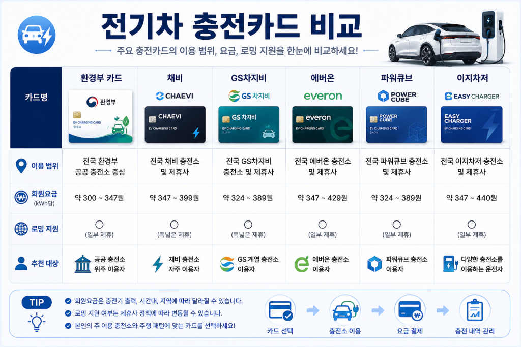 전기차 충전카드 비교 1
