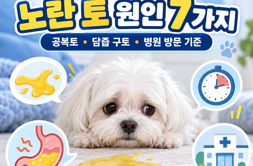 강아지 노란 토