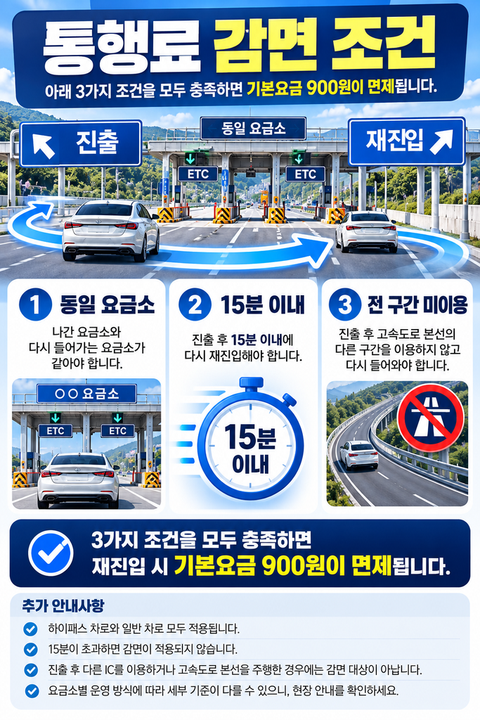 고속도로 15분 재진입 통행료 면제 1