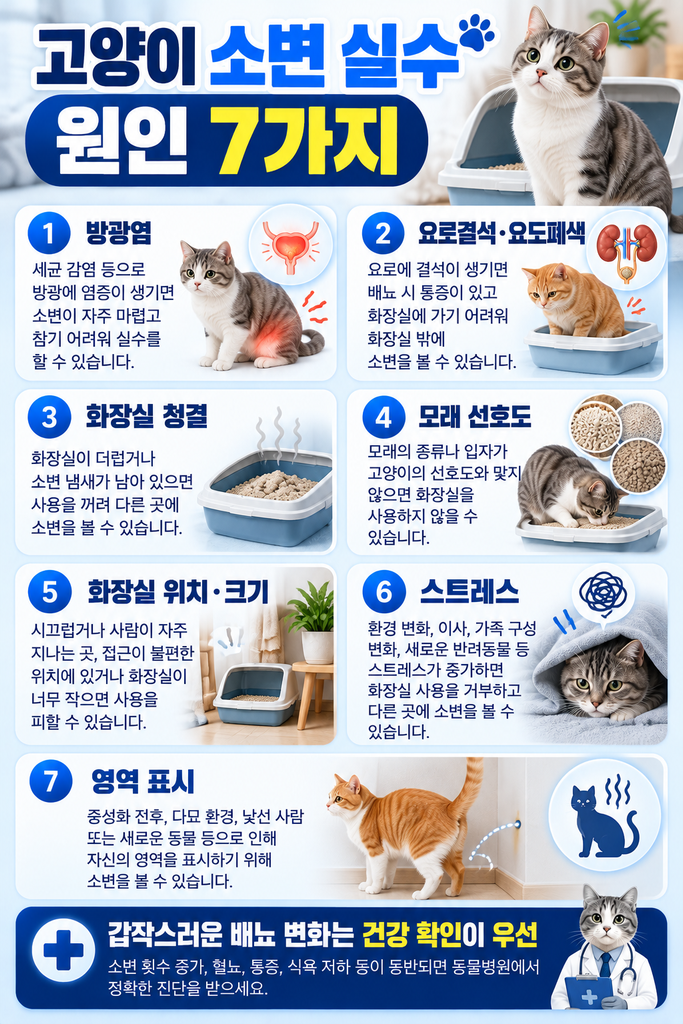 고양이 소변 실수 원인 7가지
