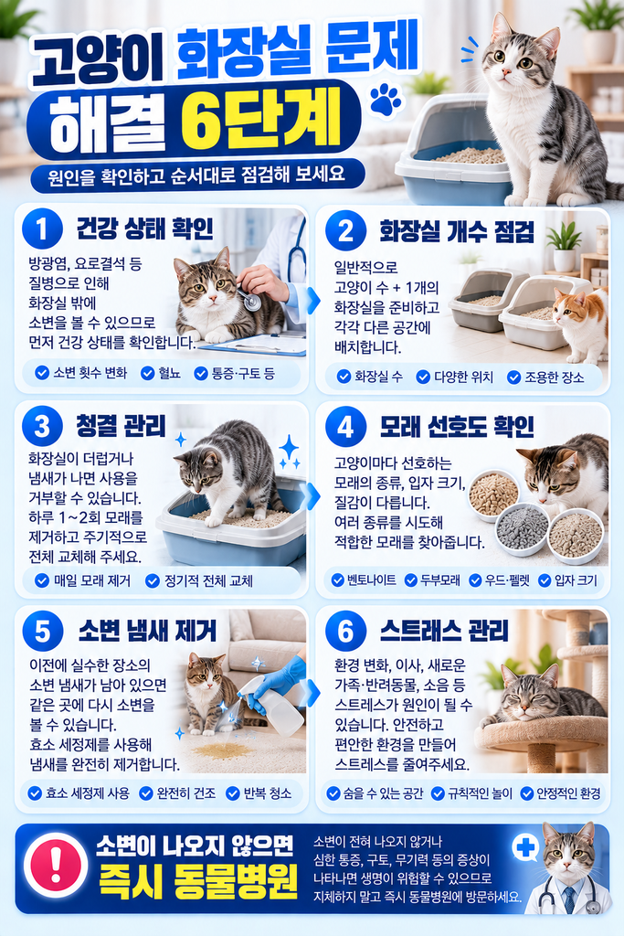 고양이 화장실 문제 해결 6단계