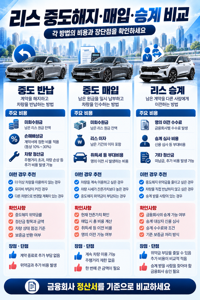 리스 중도해지·매입·승계 비교