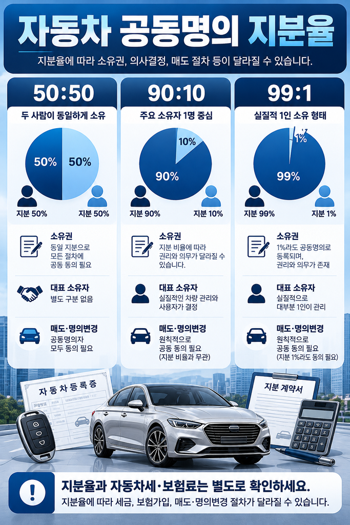 자동차 공동명의 지분율 안내