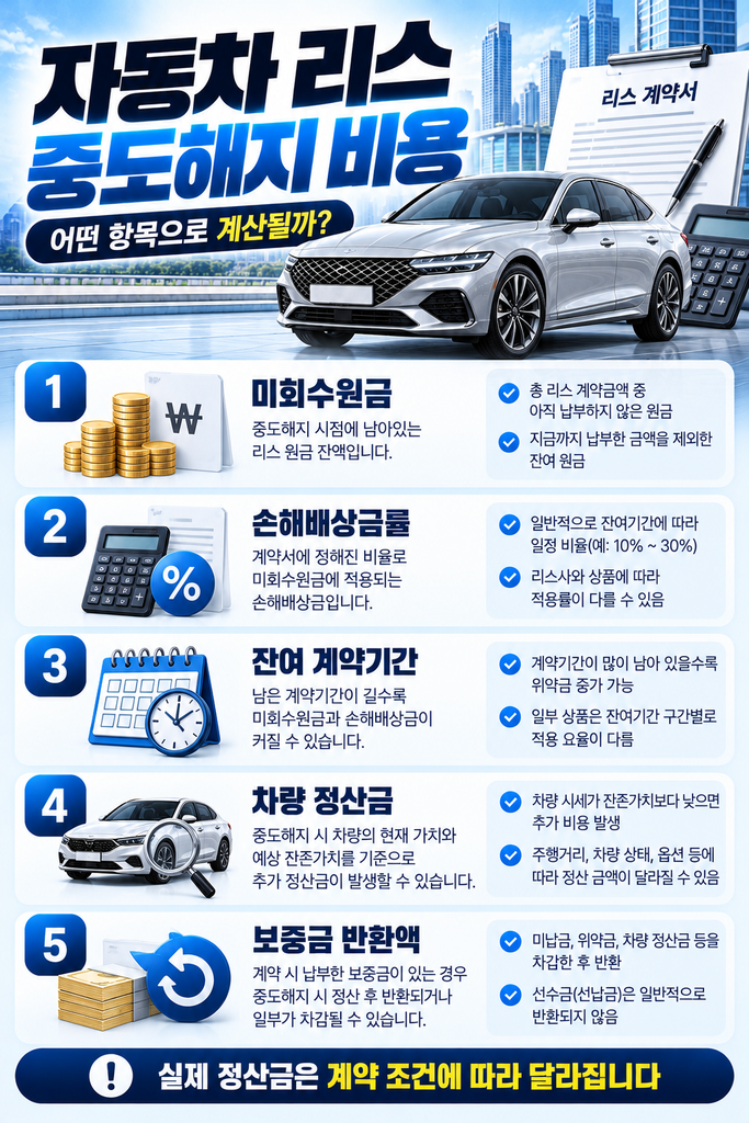 자동차 리스 중도해지 비용 안내