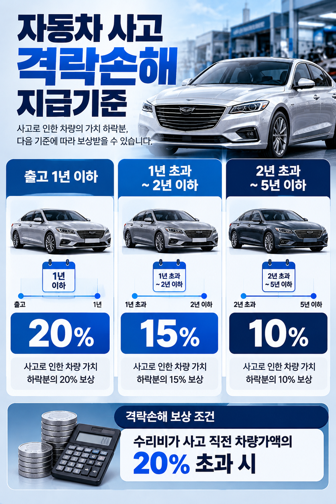 자동차 사고 격락손해 보상 기준