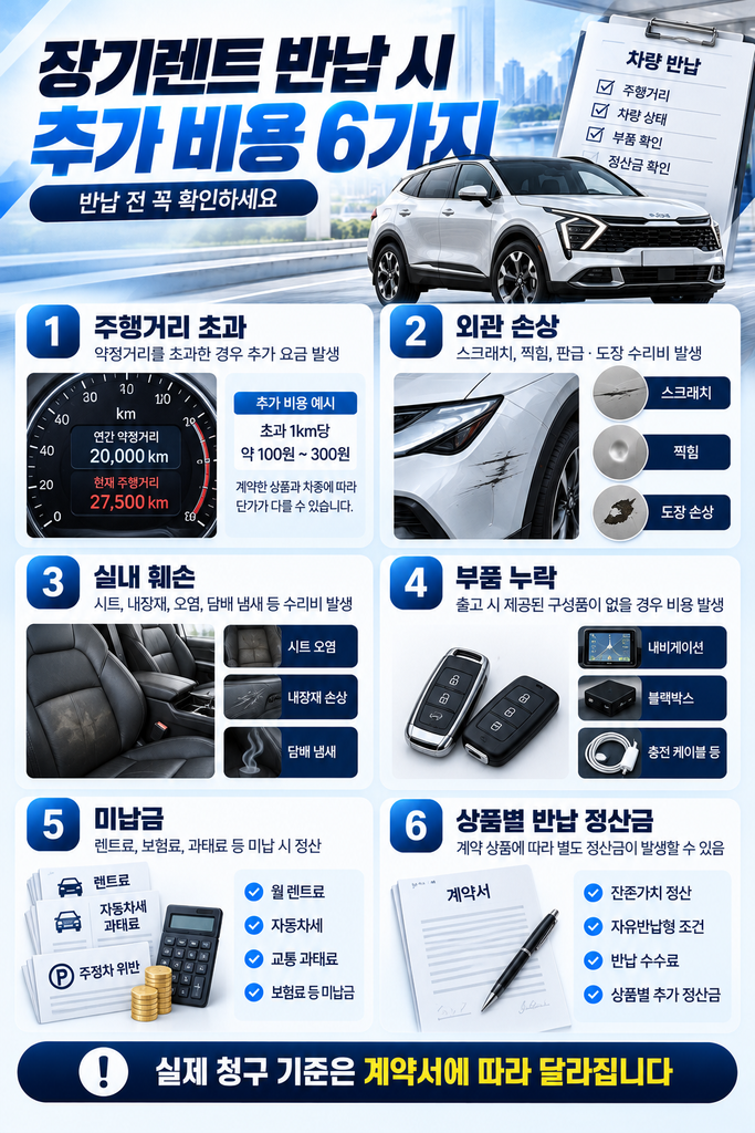 장기렌트 반납 추가 비용